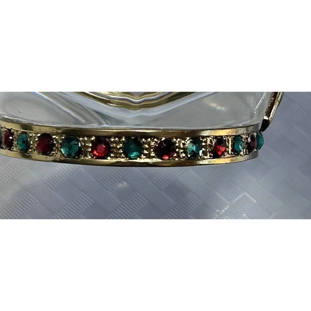 Christmas Vase Fine Bohemian 24% Lead Crystal Teleflora Jeweled Candy‎ Bowl